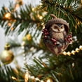 thumbnail image 2 of Forest Animal Acorn Ornaments 2D, Flat Detailed Woodland Creature Figurines in Acorn Shell, Hanging Christmas Tree Ornaments, Unique Animal Lover Gift Idea, Christmas Decor(Owl), 2 of 6