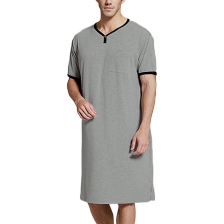 INCERUN Men's Short Sleeve Nightshirt Pajamas Soft Sleepwear Loungewear ...