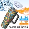 thumbnail image 5 of 40oz Pioneer Flower Floral Print Pattern Insulated Tumbler with Handle, BPA-Free Leak Proof Lid and Straws, Double Wall Vacuum, Hot 12h/Cold 34h, 5 of 6