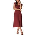 thumbnail image 2 of INSPIRE CHIC Women's Cap Sleeve Casual Classic Summer Midi Polka Dot Dresses XL Wine Red, 2 of 6