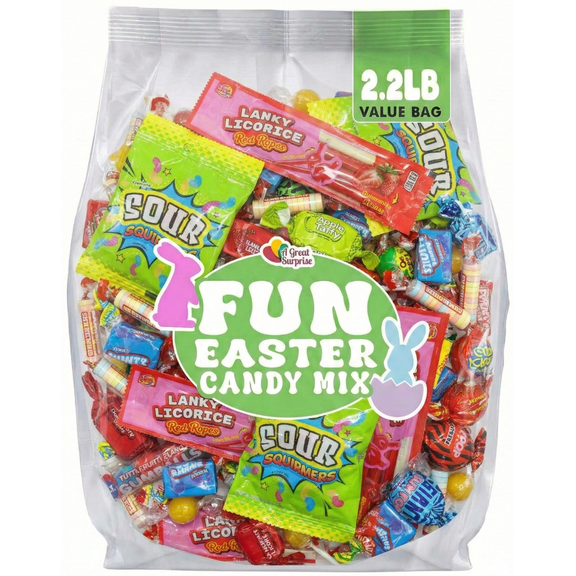 A Great Surprise Assorted Easter Candy Mix, 2.2 lb Bulk Individually Wrapped Candy Variety Pack for Easter Egg Fillers, Candy Bowls, Piñatas, Party Favors & Goodie Bags