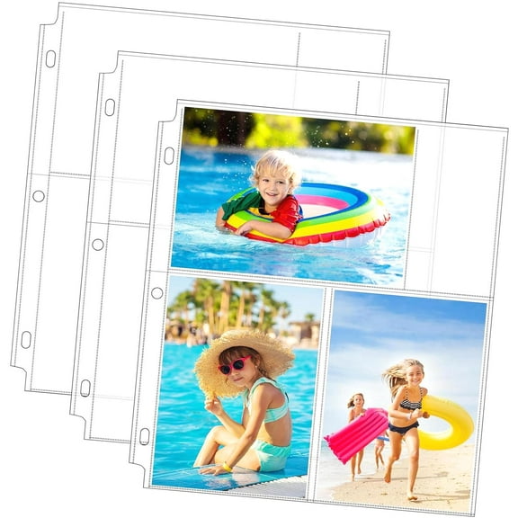 GZHJMY 30 Pack 4 x 6 Photo Sleeves for 3 Binder, Heavy-Duty Archival Photo Page Protectors Holds 180 Pictures 3-Pocket Clear Picture Album Refill Pages