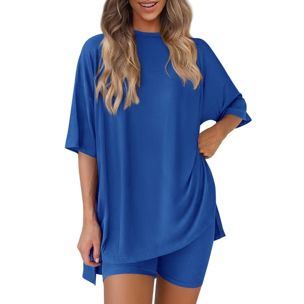 Conjunto Coordinado PRETTYGARDEN de Dos Piezas para Descanso XL Azul Real