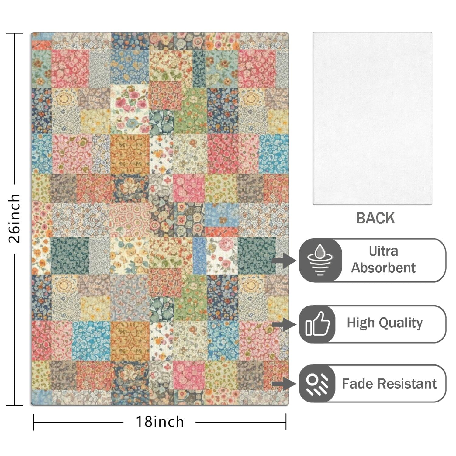 2 Pcs Pioneer Flower Floral Print Pattern Kitchen Towels, Funny Microfiber Dish Towel Set, 18" X 26" Tea Towels