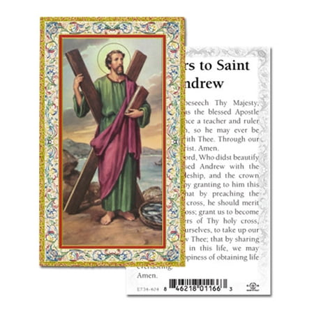 

Saint Andrew Gold-Stamped Catholic Prayer Holy Card with Prayer on Back Pack of 100