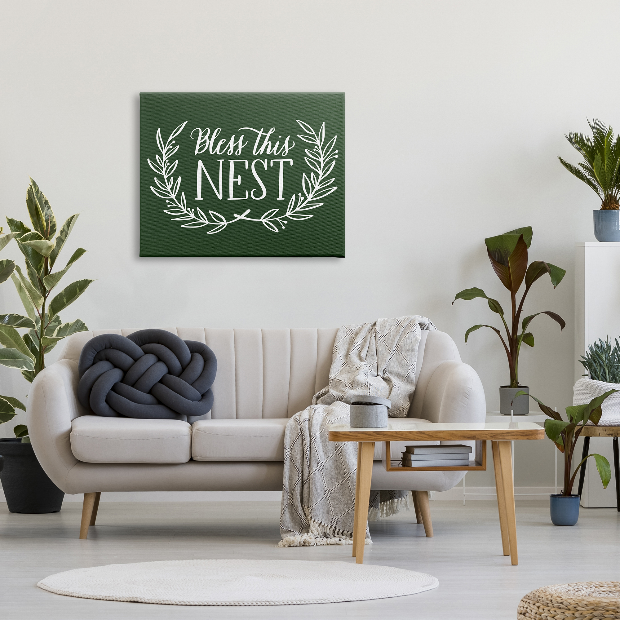 Stupell Industries Bless This Nest Laurel Wreath Crown Foliage,40 x 30, Design by Amanda McGee