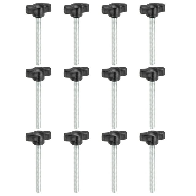 Uxcell Tee Thumb Screws, Carbon Steel Wing Knobs for Hand Tightening M6 x 60mm