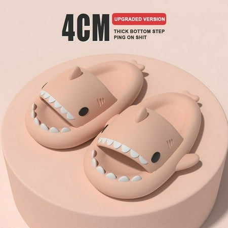 

QWZNDZGR 2023 Platform Cute Shark Slippers Women Men Indoor Bathroom Slides Couples Summer Shoes Soft EVA Female Male Beach Flip Flops