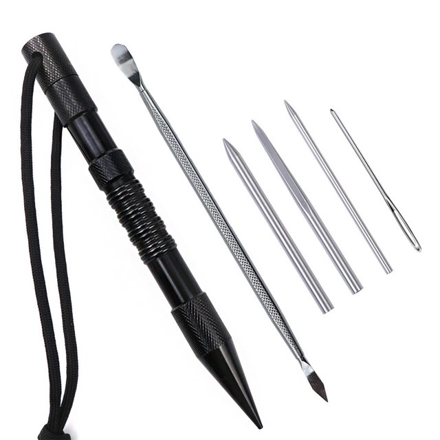 Greeniant Marlin Set Agujas de cordones Acero inoxidable Profesional Pequeña artesanía Costura Reutilizable Extraíble Tejer Pin Trabajo carpas 6 piezas negro