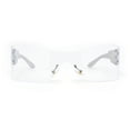 thumbnail image 2 of Womens Wrap Rimless Shield Plastic 80s Color Mirror Sunglasses Silver - Clear, 2 of 4