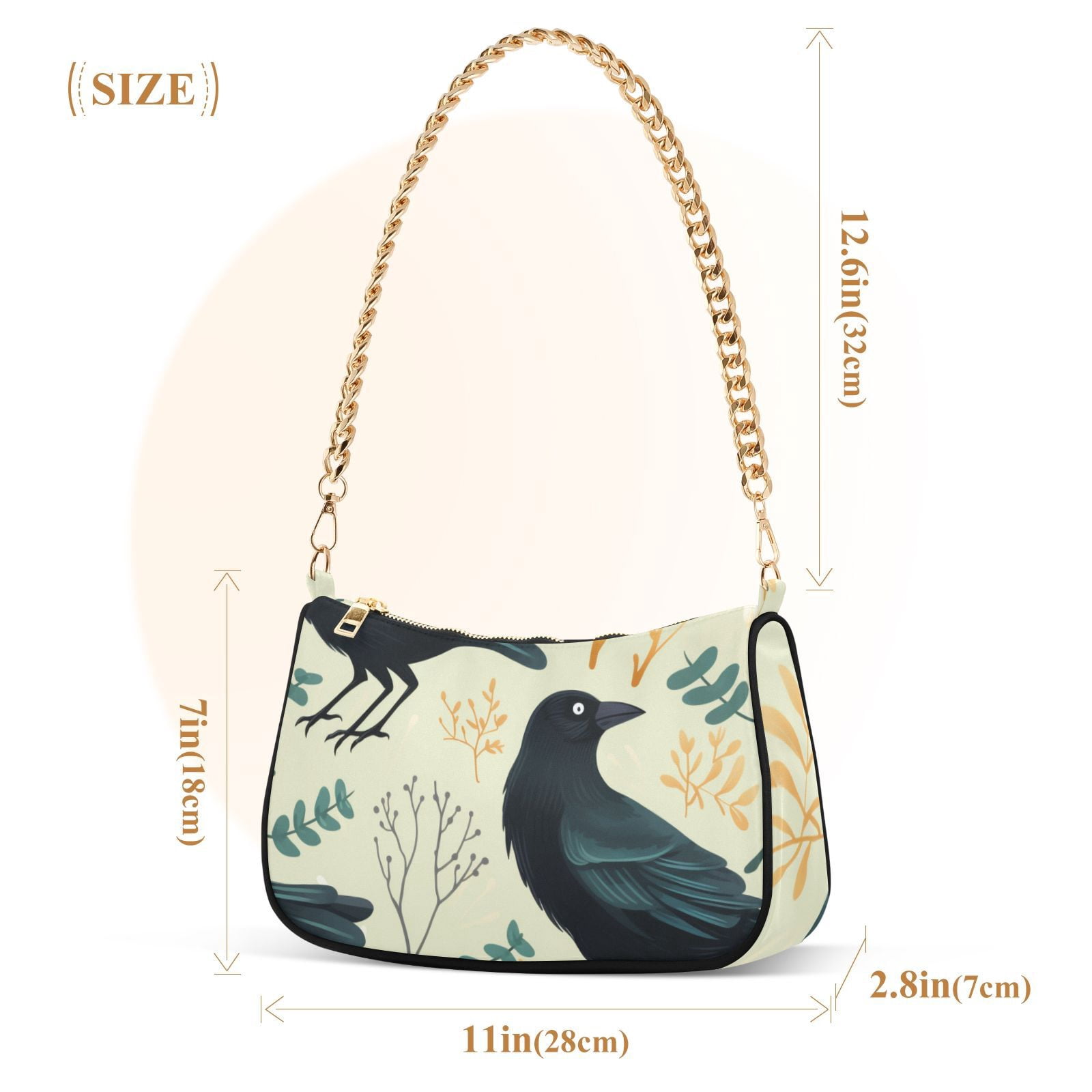Crows LeavesWomen Small Shoulder Bag Crossbody Tote Hobo Bags Purse Clutch Handbags with Chain Strap for Women
