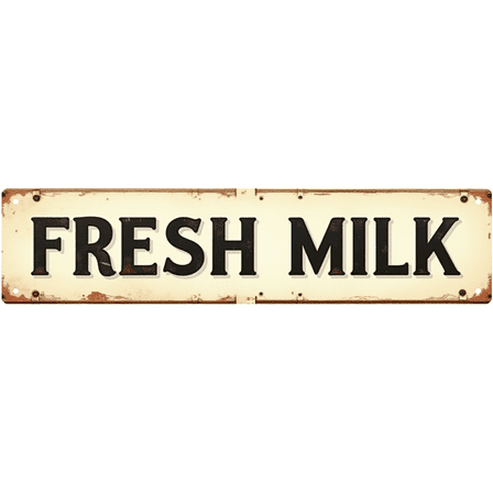 Vintage Fresh Milk Tin Sign - 16x4 Inch - Ideal for Kitchen, Farmhouse, Man Cave Decor - Retro Metal Signs, Dairy Decor
