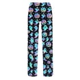 thumbnail image 3 of Halloween Pajama Pants Women's Drawstring Lounge Bottoms, Cute Ghost & Pumpkin Print Loose Fit Sleepwear Trousers, Soft Elastic Waist Leggings, 1 Pc Cyan XXL, 3 of 5
