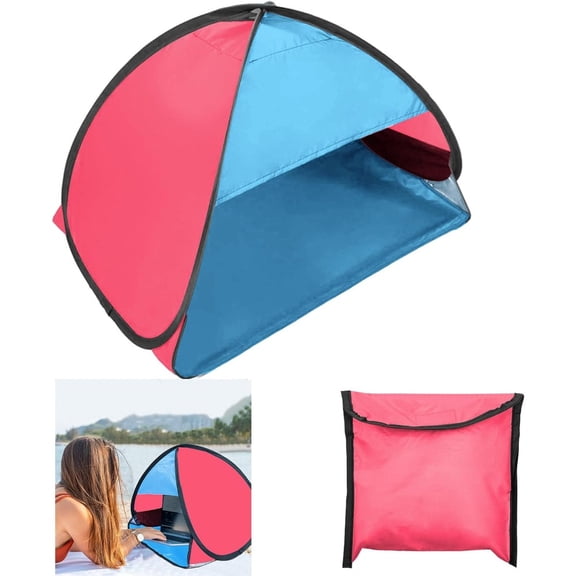 Lantuu Portable Sun Shade Tent, Mini Beach Sun Shelter, Small Sun Shade Canopy for Beach, Dog Beach Tent for Pet Shade, Lightweight & Easy Setup Beach Tent for Camping Hiking Picnic(Red Blue)