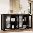 thumbnail image 4 of Buffet Cabinet with Storage, 59" Sideboard Credenza with Tempered Glass Doors, Wood Buffet Table for Living Room, Dining Room, Kitchen, 4 of 7