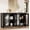 4 Doors Black, variant on Modern Buffet Sideboard, 2 Tempered Glass Door Storage Cabinet, Versatile Console for Kitchen Dining and Living Room - Natuarl