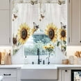 thumbnail image 4 of American Pastoral Style Swag Curtain Valance for Windows, Yellow Sunflower Butterfly Window Treatments Short Swag Topper for Kitchen Windows Bathroom Bedroom, 28"x36", 4 of 8