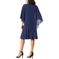 thumbnail image 3 of INSPIRE CHIC Women's Fall Dresses 3/4 Sleeve V Neck Chiffon Cape Overlay Knee Length Pencil Dress L Dark Blue, 3 of 6