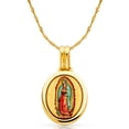 thumbnail image 1 of Ioka-14K Yellow Gold Milagrosa Charm Pendant with 1.8mm Singapore Chain Necklace - 16", 1 of 4
