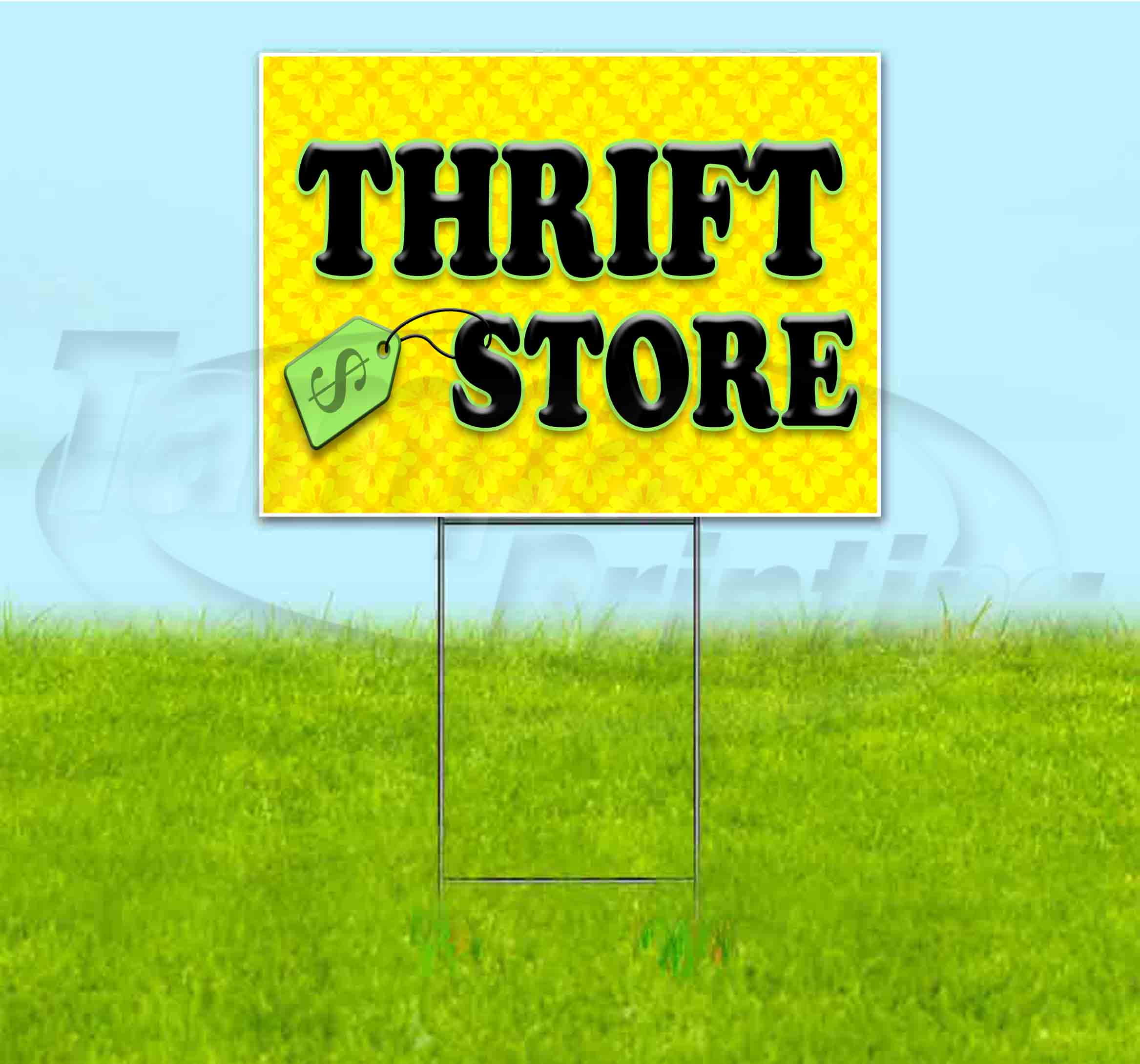 Thrift Store Tag (18" X 24") Yard Sign, Includes Metal Step Stake