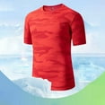 thumbnail image 2 of TANGQIOP Men T-Shirts Short Sleeve Ice Silk Quick Dry Loose Casual Camouflage Thin Crew Neck Moisture Wicking Breathable Red XXXL, 2 of 7