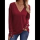 thumbnail image 3 of Camisa de Larga para Mujer, Atuendos de Otoño, Ropa Informal Elegante, Blusa Tipo Túnica con Cuello en V y Botones. Vino Tinto L, 3 of 8