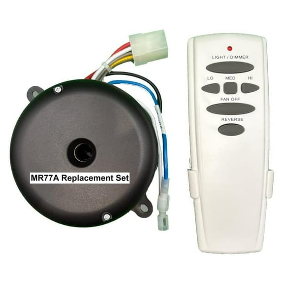 MR77A Replacement Ceiling Fan Control Set for The Hampton Bay Altura Model 68". The New UC7301R-03 Receiver and UC7078T Control are Plug & Play.