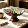 thumbnail image 2 of Njoeus Faux Wood Pedestal Bowl, Vintage Serving Bowl, Clear Candy Bowl Brings Elegant Petal Shape and Clear Plastic Style for Fruit Snacks Home Kitchen Display in Gray, 2 of 6
