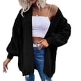thumbnail image 4 of Women Oversized Cardigan Sweater Front Open Knitted Lantern Long Sleeve Thick Jacket, 4 of 6