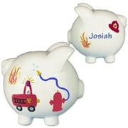 Personalized Hand Painted Fire Truck Piggy Bank