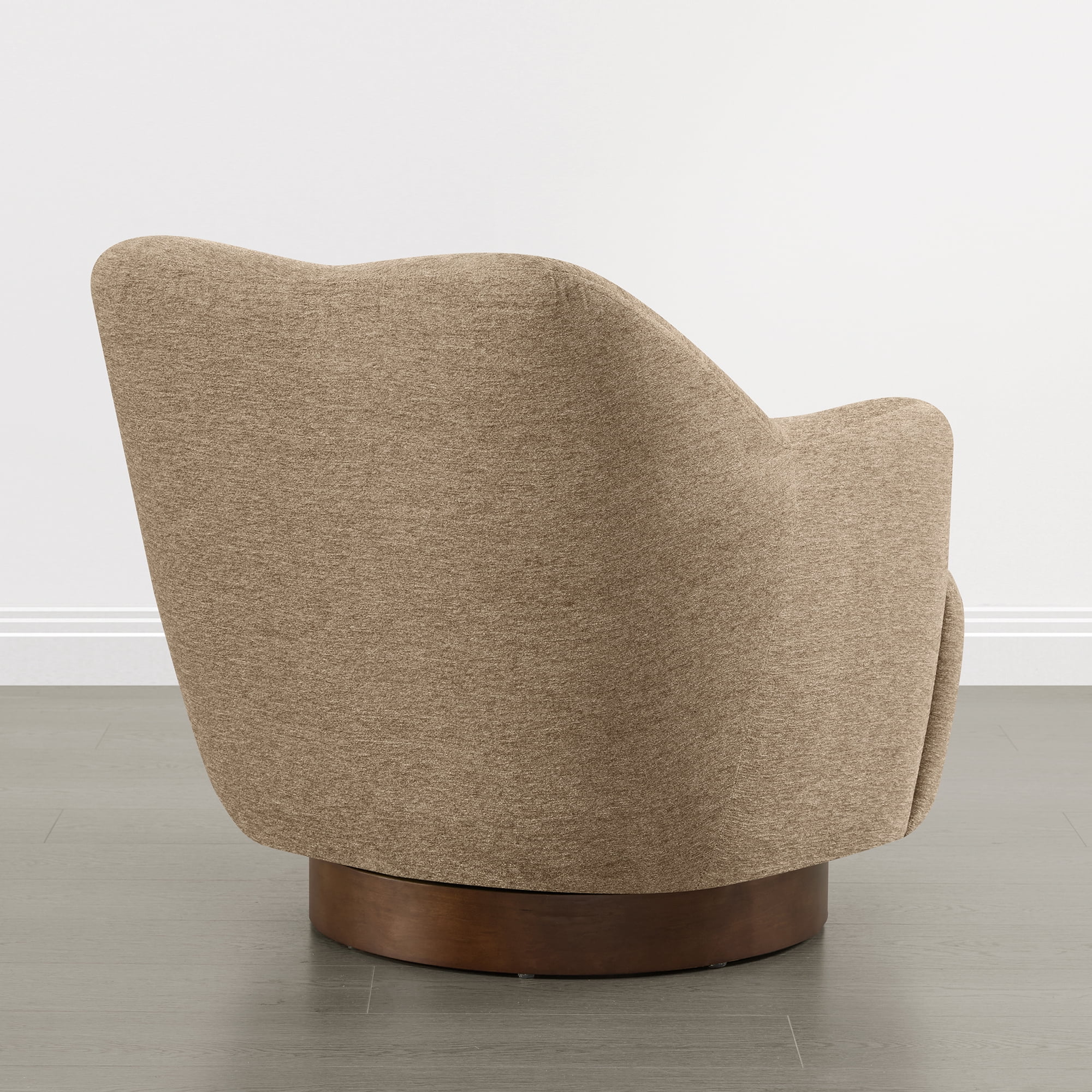 Spruce & Spring Swivel Accent Chair, Upholstered Barrel Armchair for Living Room Bedroom Reading Nook, Sand