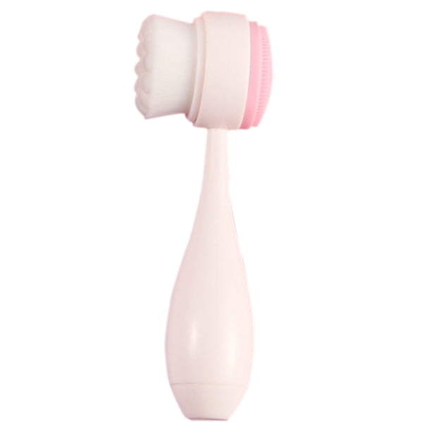 Cepillo de lavado facial de doble cara con mango redondo Instrumento para limpiar el rostro Cepillo para limpiar el rostro Cabello suave Cepillo de lavado facial de silicona limpio