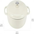 thumbnail image 3 of Cast Iron Dutch Oven Pot with Lid, Enameled, Round, Dual Handles, Heavy-Duty, Medium, 6-Quart, White, 3 of 4