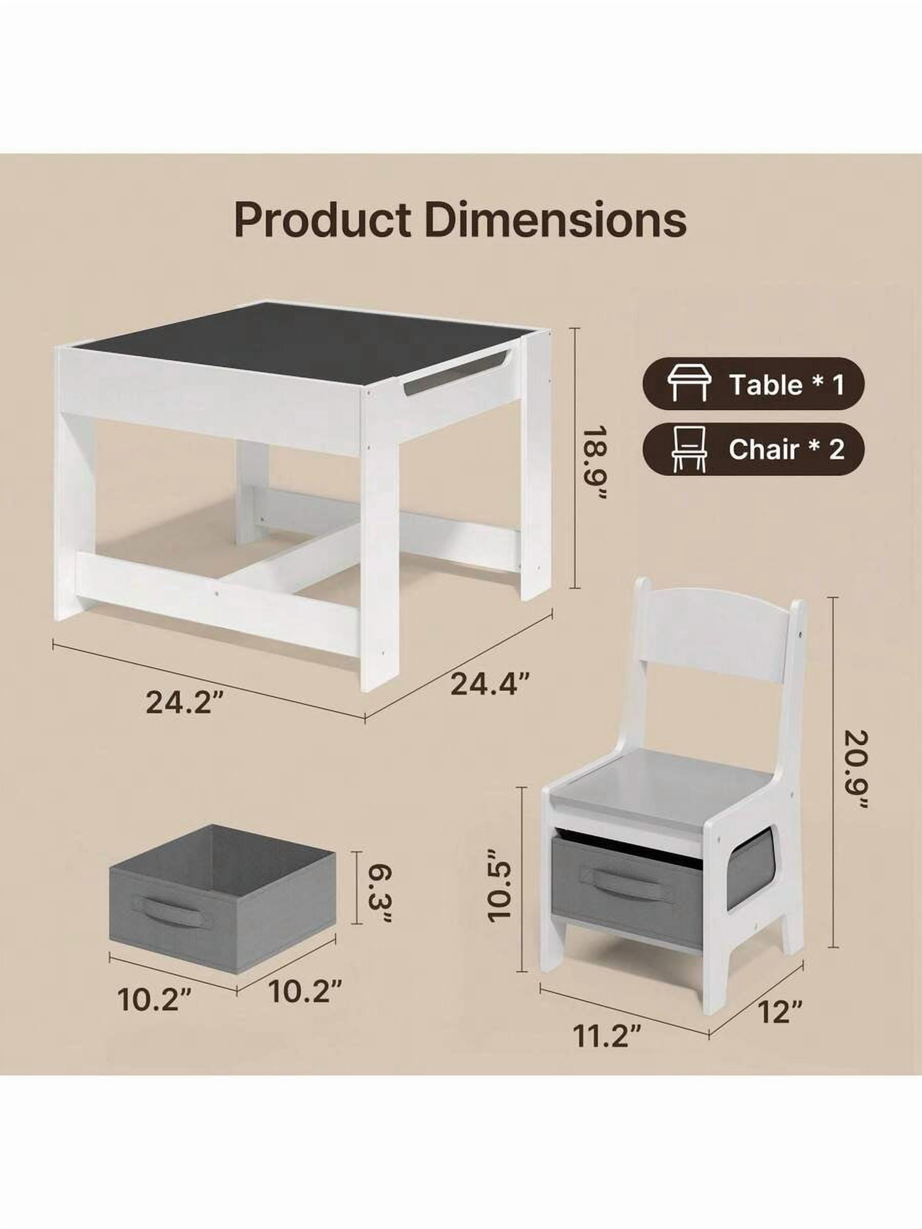 4-In-1 Multi-Functional Kids Table And Chair Set, Suitable For Children  To Drawing, Crafting, Eating And Play Before Going To School, With  Storage Space Under The Table And Chairs