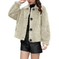 thumbnail image 2 of Womens Buttons Outwear Jackets Long Sleeve Zipper-Neck Pullover Jackets Cardigans Beige L, 2 of 5