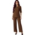 thumbnail image 1 of Conjunto 2 Piezas Blusa y Pants Casual Elegante Súper Cómodo Tejido Canalé para Mujer, 1 of 5