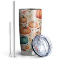 thumbnail image 2 of 20oz Tumblers Fall Pumpkins and Leaves Pattern Stainless Steel Vacuum Insulated Double Wall Travel Tumbler Cups Mug with Lid and Straw,Cleaning Brush for Cold & Hot Drinks, 2 of 7