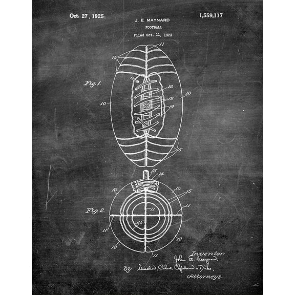 Original Football Artwork Submitted In 1925 - Football - Patent Art Print