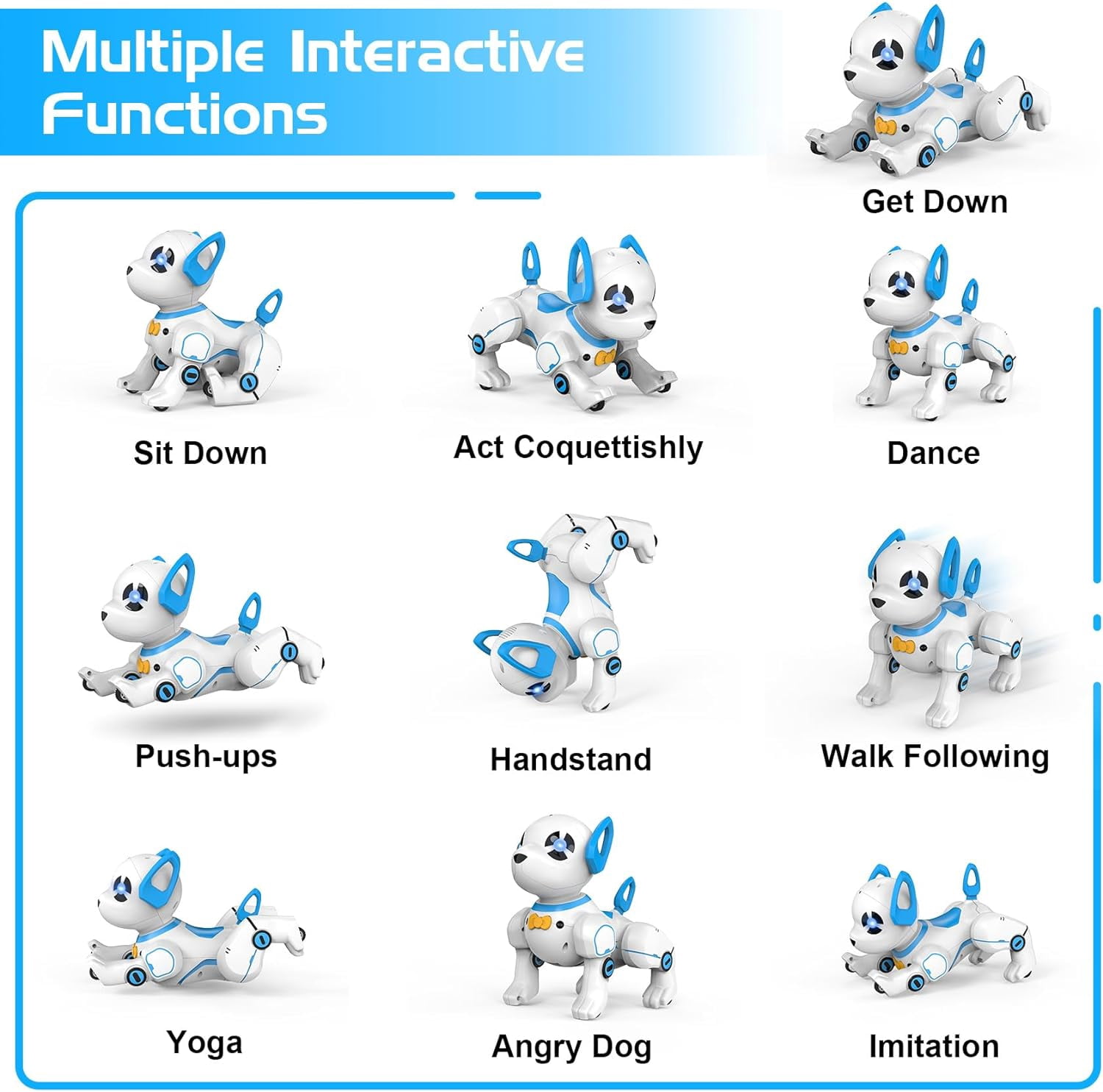 RC Stunt Robot Toys Dog Imitates Animals Music Dancing Handstand Push-up Follow Functions for Kids Boys Girls-Remote Control Robot Dog Toy, Programmable Smart Interactive Robotic Pets