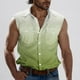 thumbnail image 1 of Camiseta sin mangas con cuello vuelto para hombre, estilo informal, a la moda, con estampado degradado, cuello vuelto, sin mangas, bolsillos, deportiva, de poliéster, 1 of 5
