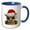 Blue/White, variant on 3drose, Funny Christmas Owl Wearing Santa Hat, 15oz Mug