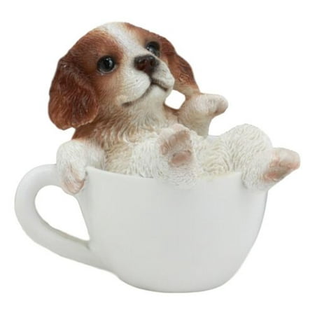 Ebros Mini Adorable Cavalier King Charles Spaniel Dog Teacup Statue 2.5