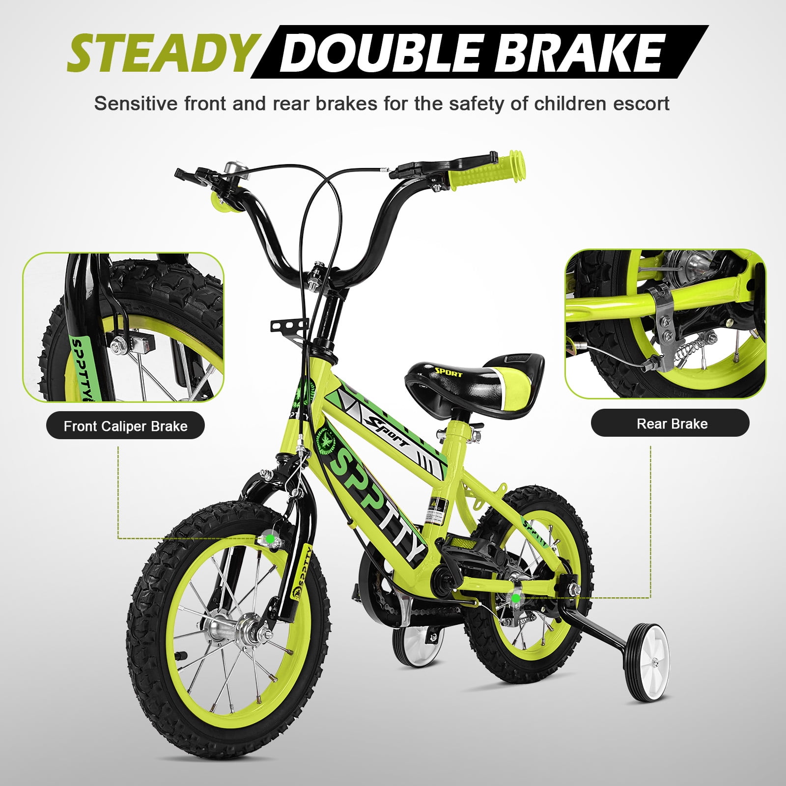 SPPTTY Kids Bike for 2-16 Years Old,12"-20" Bike for Boys Girls with Training Wheels,Dual Hands Brakes
