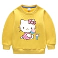 thumbnail image 5 of Hello Kitty estampado de dibujos animados para niños más suéter de terciopelo + pantalones gruesos ropa informal cálida de dos piezas para niños y niñas, 5 of 5