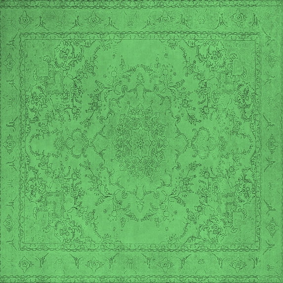 Ahgly Company Indoor Square Oriental Emerald Green Industrial Area Rugs, 6' Square