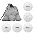 thumbnail image 1 of Muka Lot de 10 Balles de Pickleball avec Sac à Cordon, Balles de Pickleball Blanches d'Extérieur à 40 Trous, 1 of 9
