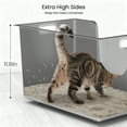 thumbnail image 3 of Ptlom Large Stainless Steel Litter Box with 11.8'' High Sides Leak Proof, 3 of 9