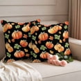 thumbnail image 2 of Fall Pumpkins Retro Outdoor Waterproof Pillow Covers, Thanksgiving Maple Leaves Rustic Black Decorative Square Throw Pillowcase Sofa Cushion Sham for Patio/Couch/Chair, 16"x16" 2 Pack, 2 of 8