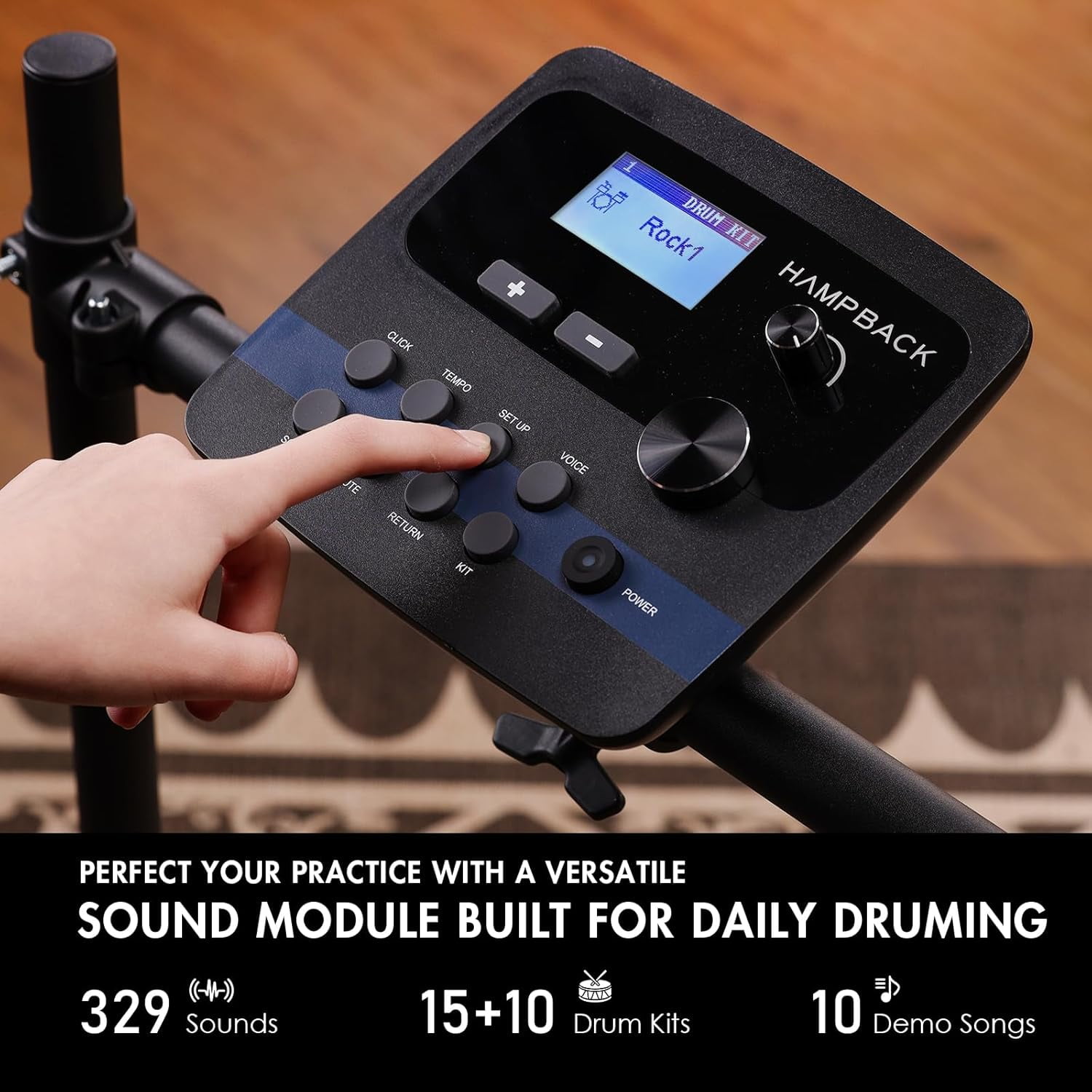 ACE-301 Electric Drum Sets for Adult, Quiet Mesh Pads, Cymbals With Choke, 15+10 Drum Kits and 329 Sounds, USB MIDI, Recording Function, Advance Level