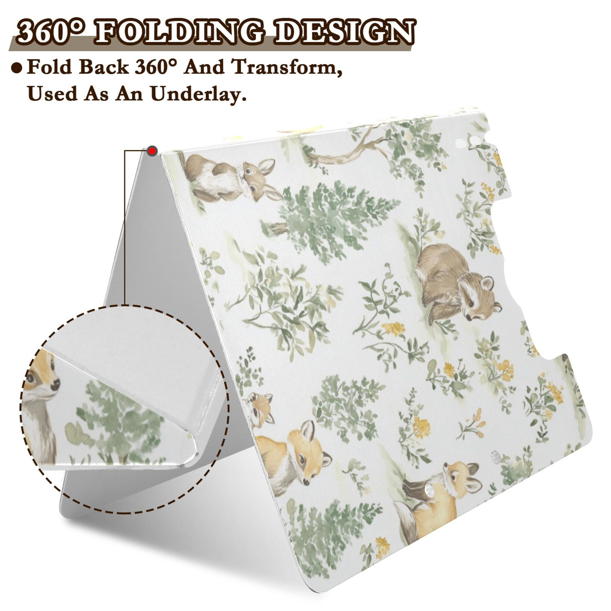 FORMRS A4 Clipboard Folder with Pen Holder Horizontal Foldable School Office Binder, Watercolor Forest Pattern